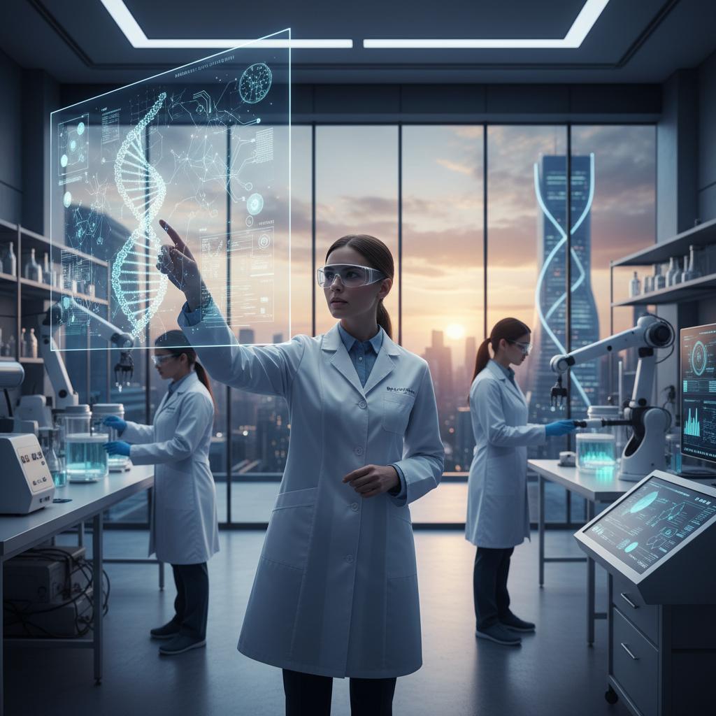 Scientist working in an advanced biotechnology laboratory